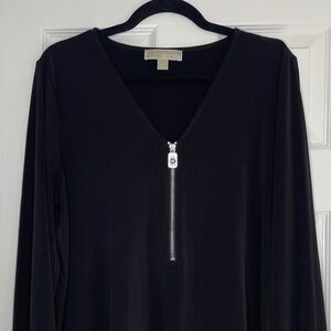 Michael Kors Black Long Sleeve Top with Zipper